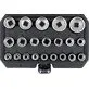 Pildil on Yato 21-osaline 1/2" 8-36 mm 12-kant padrunite komplekt, mis sisaldab erineva suurusega padrunvõtmeid mustas...