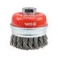 Pildil on Yato kaubamärgi punase peaga ja metallist harjastega cup brush.