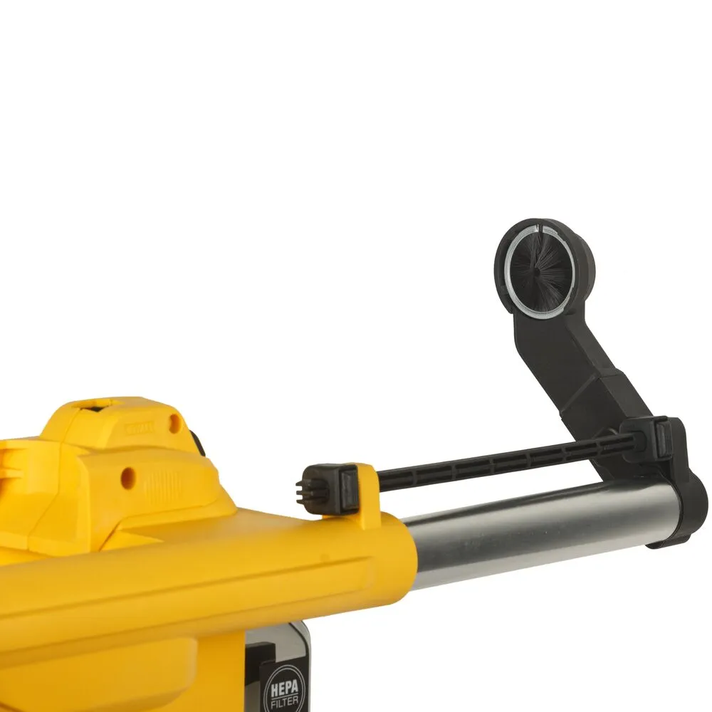 Pildil on näha Dewalt tolmueemaldussüsteemi SDS Plus D25304DH, mis koosneb kollasest masinaosast ja metalltorust.