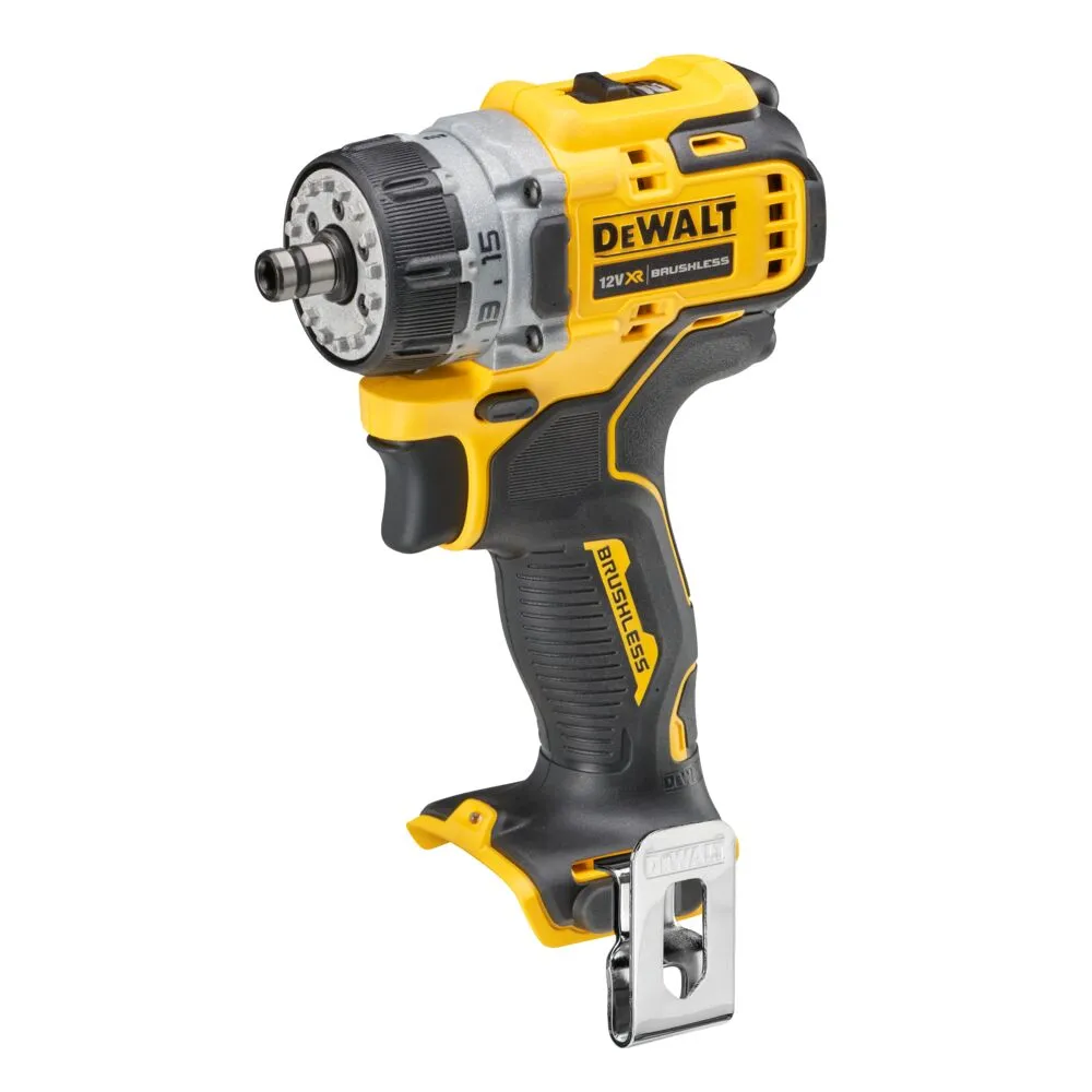 Pildil on näha DeWalt DCD703NT akutrell, mis on kompaktne ja võimas tööriist.