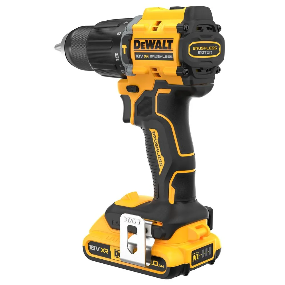Pildil on näha kollane-musta värvi DeWalt akulööktrell koos akuga.
