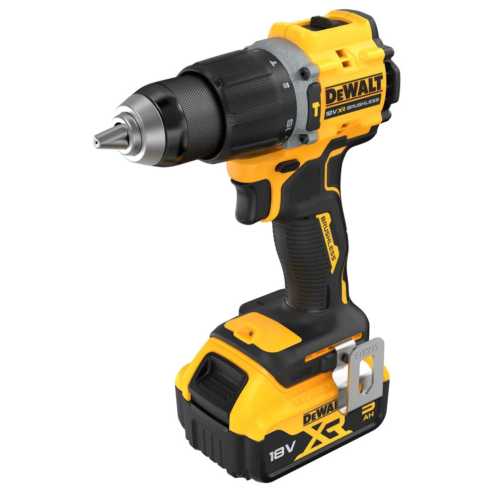 Pildil on näha kollane-musta värvi DeWalt akulööktrell koos akuga.