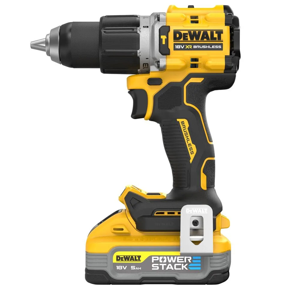 Pildil on näha DeWalt akulööktrell DCD805H2T-QW koos Power Stack akuga.