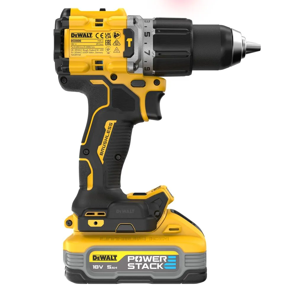 Pildil on näha DeWalt akulööktrell DCD805H2T-QW koos akuga.