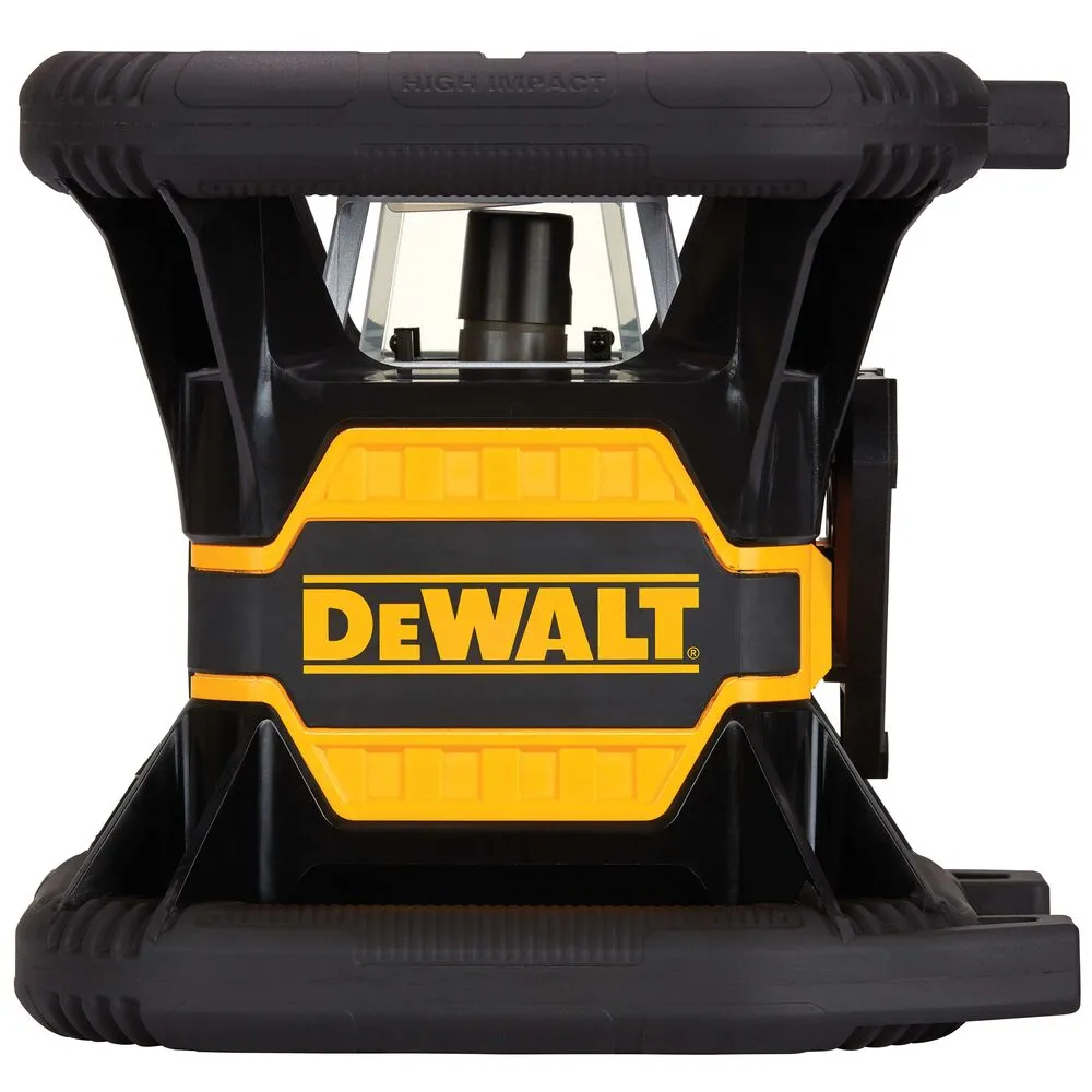 Pildil on näha DeWalt pöördlaser DCE080D1RS, millel on must ja kollane korpus ning selgelt paistev "DEWALT" logo.