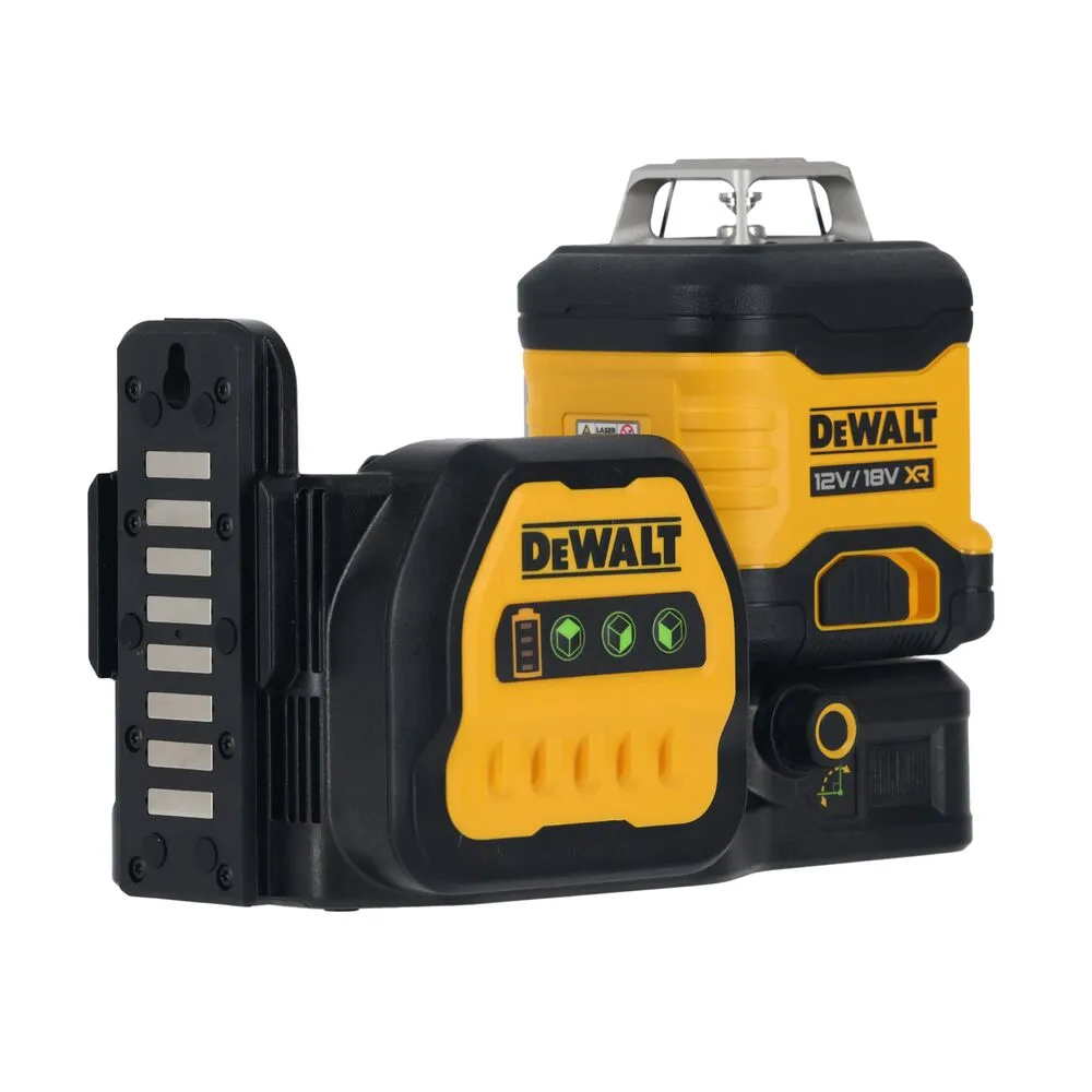 Pildil on näha DeWalt ristlaser DCE089NG18, mis on pildistatud valgel taustal.