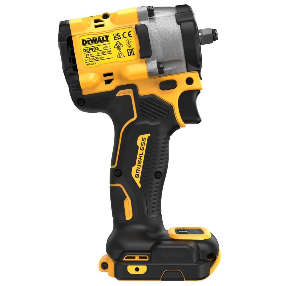 Pildil on näha kollase ja musta värvi DeWalt DCF923N akulöökmutrikeeraja.