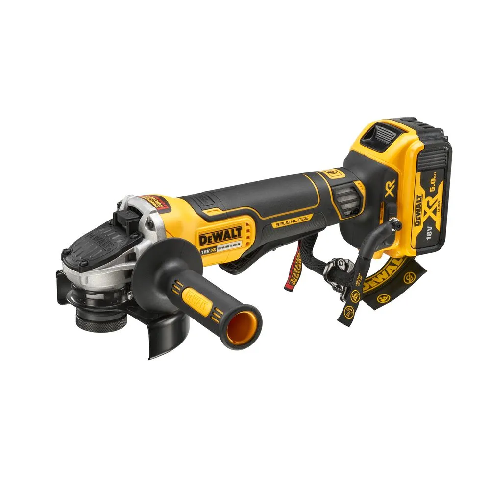 Pildil on näha DeWalt aku-nurklihvija DCG406P2LRT koos akuga.