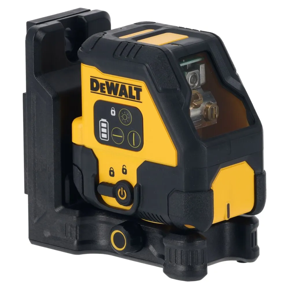 Pildil on DeWalt ristlaser DCLE14201RB mustal alusel.