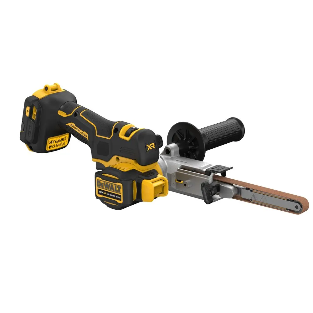 Pildil on DeWalt akulintlihvija DCM200NT, mis on ilma aku ja laadijata ning millel on musta ja kollase värvilahendus.
