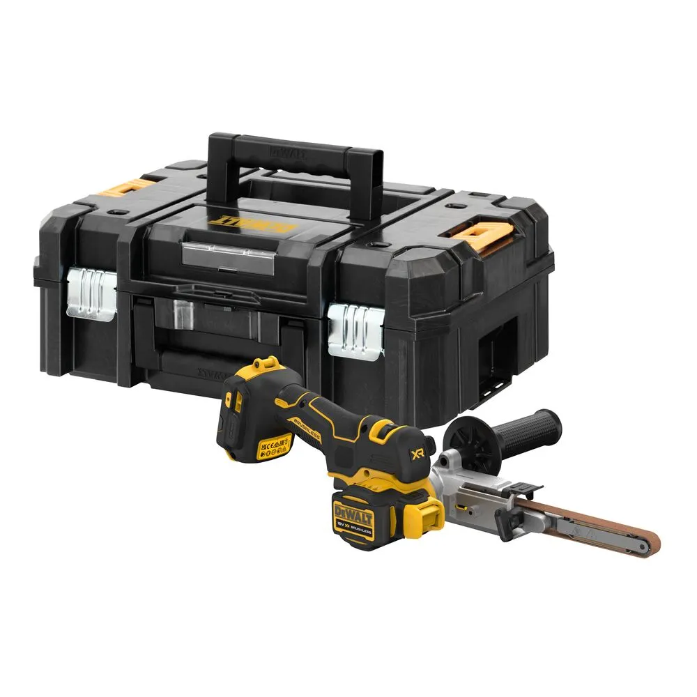 Pildil on DeWalt akulintlihvija DCM200NT koos tööriistakohvriga.