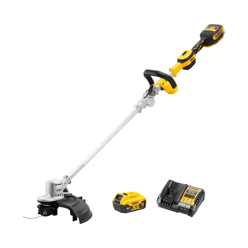 Pildil on näha erekollase ja musta värvi Dewalt akutrimmer DCMST561P1.