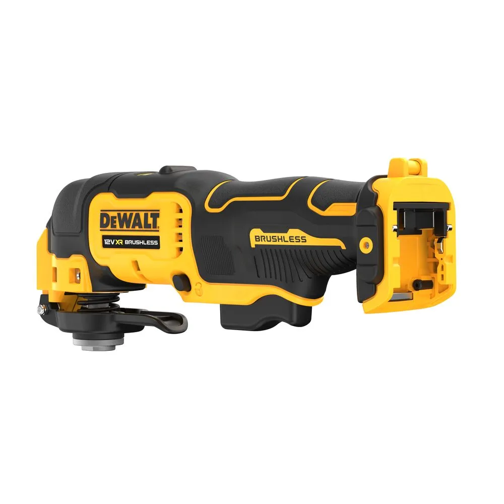 Pildil on kujutatud DeWalt juhtmeta multitööriist koos tarvikutega.
