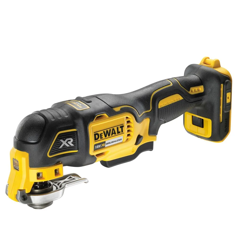 Pildil on näha kollane ja must värvi DeWalt akutööriist, täpsemalt DeWalt multitööriist DCS356NT.