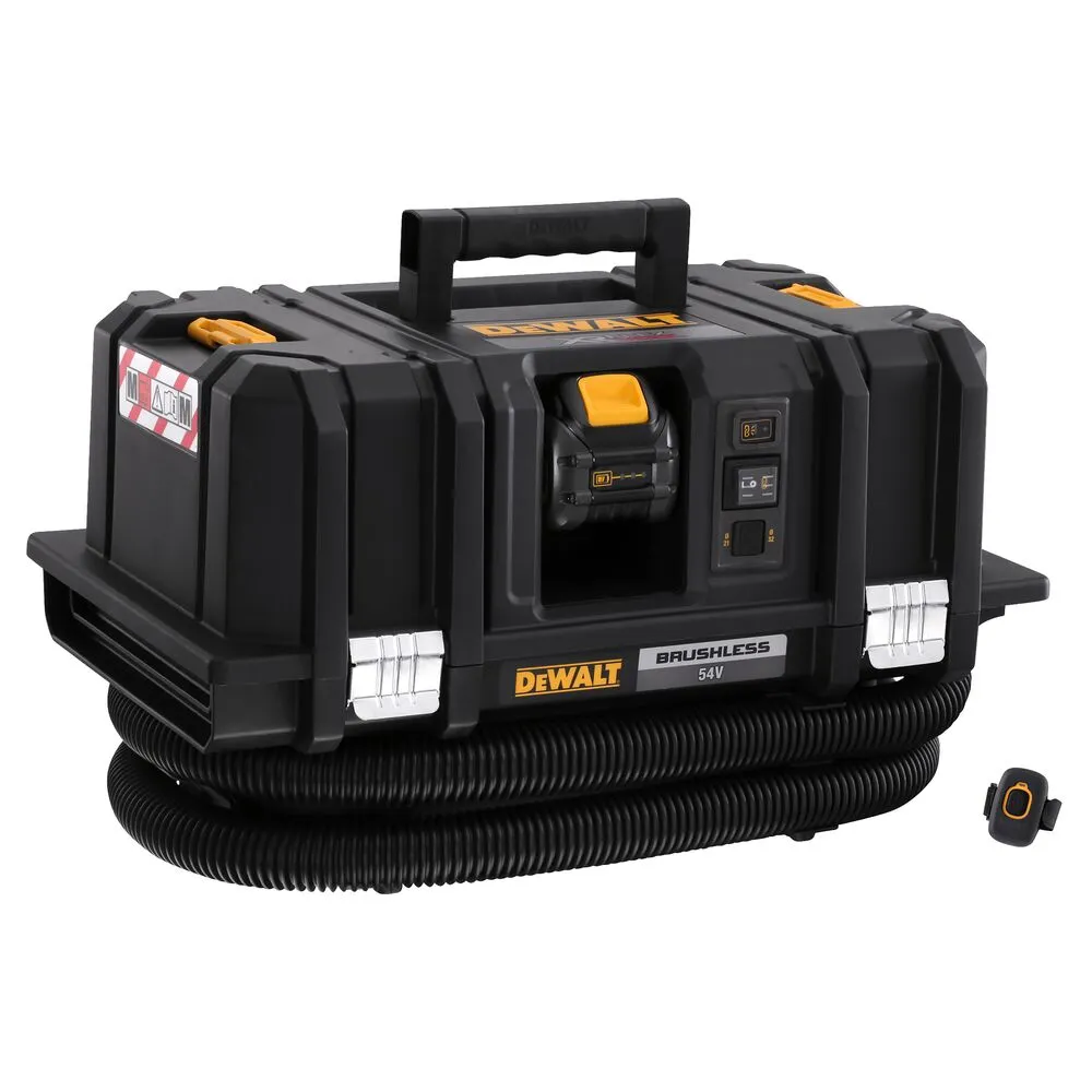 Pildil on kujutatud DeWalt Flexvolt akuga vee- ja tolmuimeja, mis on lahti võetud kaheks osaks ja mille juurde kuulub...
