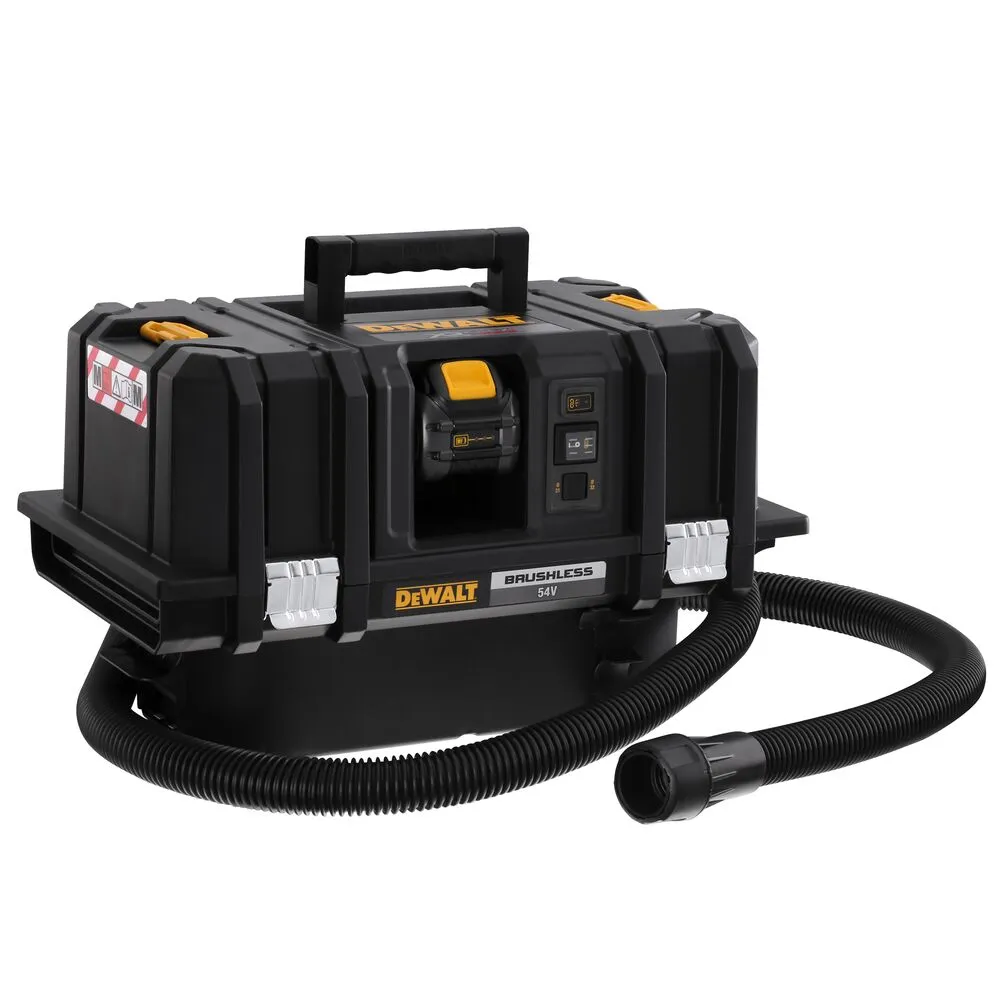 Pildil on näha DeWalt akuga vee- ja tolmuimeja Flexvolt DCV586MT2, millel on kaasas ka must voolik.