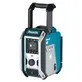 Pildil on Makita DMR115 raadio, millel on käepide ja ekraan.