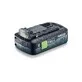 Pildil on Festool aku Tabless BP 18 TBX 4 C-ASI, mis on musta ja rohelise värviga ning millel on näha aku laetuse...