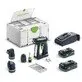 Pildil on Festool akutrell-kruvikeeraja C 18 HPC 4,0 I-Set koos tarvikute, akude, laadija ja kohvriga.