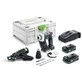 Pildil on Festool aku lintkruvikeeraja DURADRIVE DWC 18-4500 HPC 4,0 I-Plus koos lisatarvikute, akude ja Systaineri kohvriga.