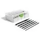 Pildil on Festool tigupuuride komplekt SYS3 S 76-SB CE-SORT/6, mis sisaldab erineva suurusega tigupuuride komplekti ja...