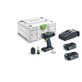 Pildil on näha Festool T 18+3 TBX 4,0 I-Plus akutrell-kruvikeeraja koos laadija, akude ja Systaineri hoiukohvriga.