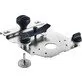 Pildil on Festool juhtplaat FP-LR 32, mis sisaldab metallist alust, reguleerimismehhanisme ja kinnitusnuppe.