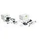 Pildil on Festool ülafrees OF 1010 REBQ-Set koos kõigi selle komponentidega, mis on paigutatud kahte Systaineri kohvrisse.