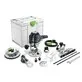 Pildil on Festool ülafrees OF 1400 EBQ-Plus-Box koos karbi ja paljude lisatarvikutega.