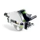 Pildil on Festool akusukelsaag TSC 55 KEB-Basic, mis on ilma aku ja laadijata ning millel on saeketas ja tolmukott.