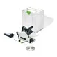 Pildil on Festool akusukelsaag TSC 55 KEB-Basic, mis on komplektis koos kasti, saeketta ja muude tarvikutega.