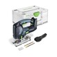 Pildil on Festool akutööriist, Festool PSBC 500 EB-Basic Seti tikksaag koos tarvikutega, mis on pakitud Systainerisse.
