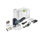 Pildil on kujutatud Festool akutikksaag PSC 500 EB-Basic komplekt koos lisatarvikute ja hoiukarbiga.