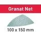 Pildil on Festool võrgustruktuuriga lihvpaber Granat Net Delta GR NET, mille mõõtmed on 100 x 150 mm.