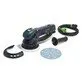 Pildil on Festool ekstsentriklihvmasin ROTEX RO 150 FEQ koos lisatarvikutega, nagu lisakäepide, lihvketas, kaitsekaas ja...