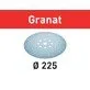 Pildil on Festool lihvketas Granat STF D225/128, mis on ümmargune ja sinine, ning millel on palju auke.