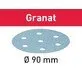 Pildil on Festool lihvketas Granat STF D90/6, mis on ümmargune, sinine ja millel on mitu auku.