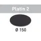 Pildil on Festool lihvketas Platin 2 STF D150/0, mis on ümmargune ja musta värvi.