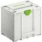 Pildil on valge Festool Systainer³ SYS3 M 337, mis on kinnitusklambri ja käepidemega tööriistakohver.
