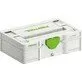 Pildil on valge Festool Systainer³ SYS3 S 76, millel on roheline lukk ja Festooli logo.