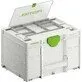 Pildil on Festool systainer³ SYS3 DF M 237, mis on valge karp, millel on avatud kaas ja sisemised sahtlid.
