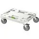 Pildil on Festool Systainerite ratastel alus SYS-RB, mis on valge ja halli värvi ning millel on neli ratast.