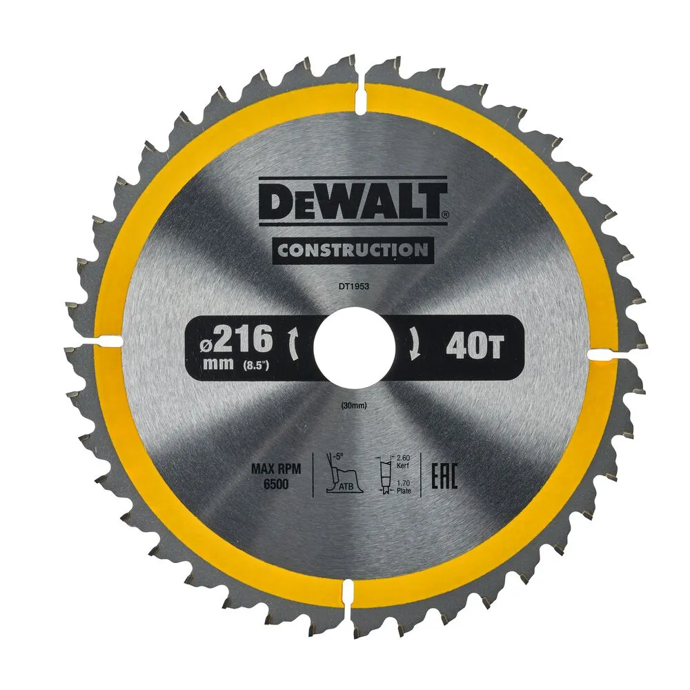 Пильный диск DeWalt DT1953 216 x 30 мм x 40z