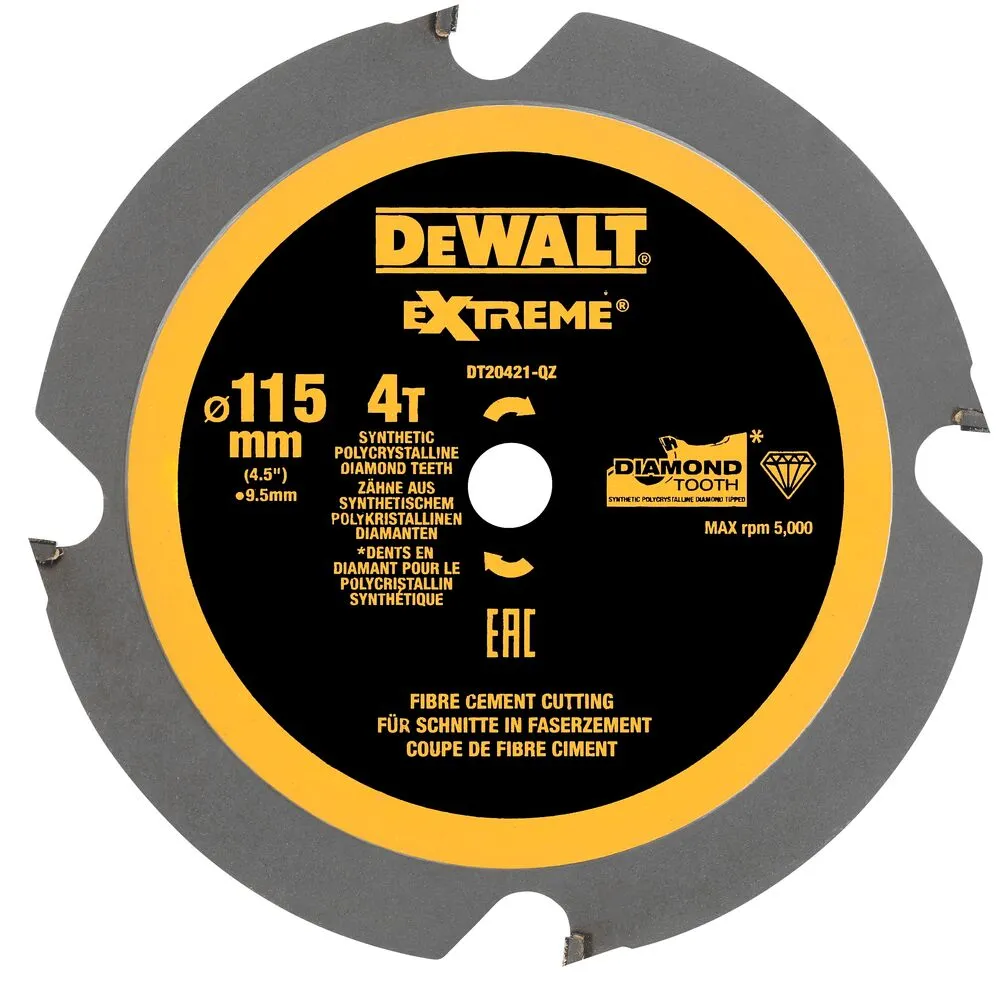 Pildil on näha DeWalt Extreme seeria saeketas läbimõõduga 115 mm, millel on 4 sünteetilist teemanthammast, mõeldud...