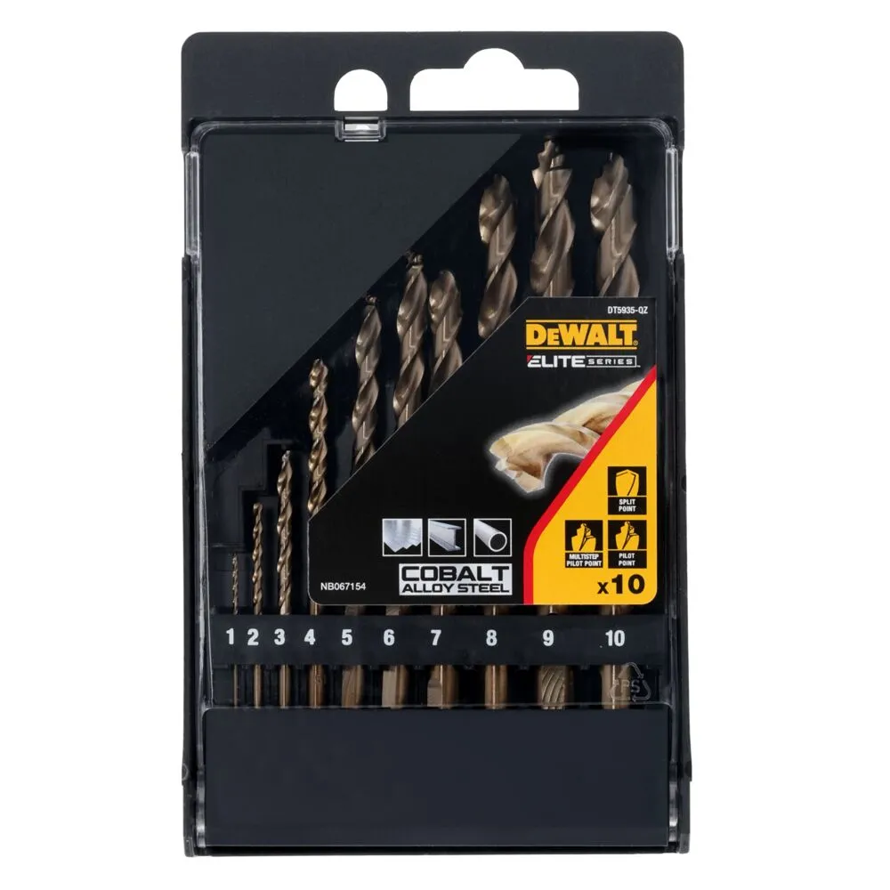 Pildil on näha DeWalt metallipuuride komplekt, mis sisaldab 10 HSS-E Co 5% metallipuuri läbimõõduga 1-10 mm.