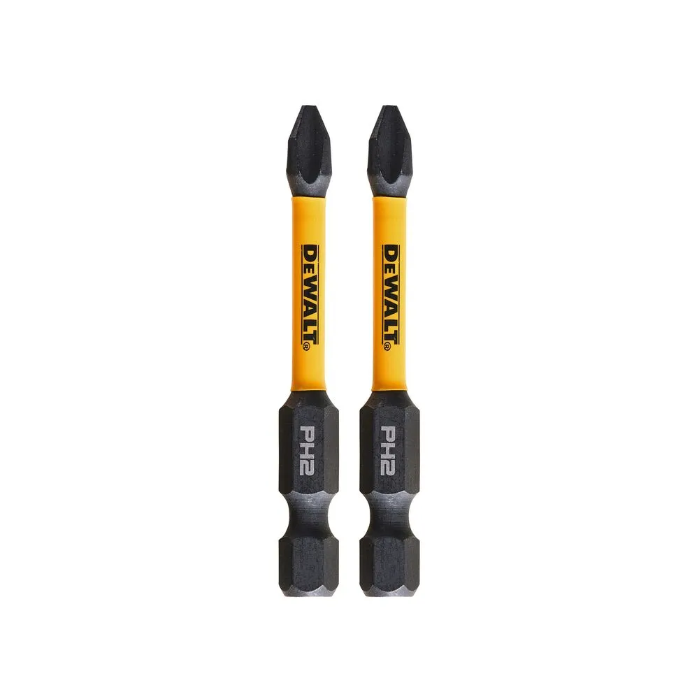Pildil on kaks DeWalt löökotsakut Impact Torsion PH2, millel on kaubamärk "DEWALT" ja tähistus "PH2".