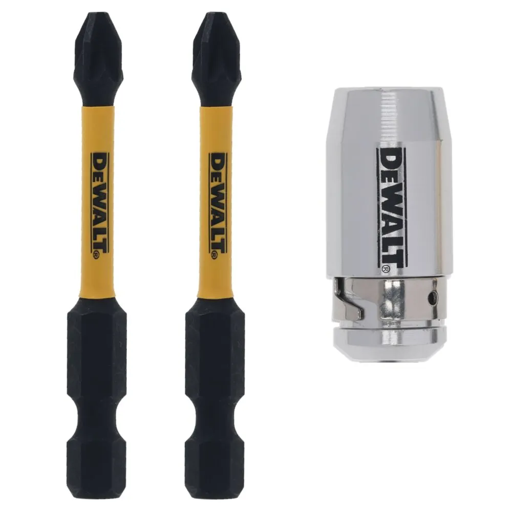 Pildil on kaks DeWalt Impact Torsion PH2 x 50 mm löökotsakut koos magnetjõu tugevdajaga.