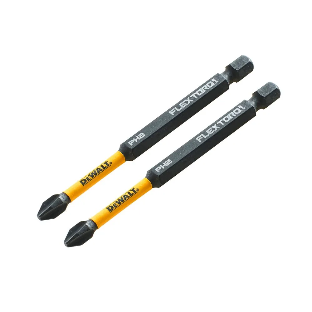 Pildil on näha kaks DeWalt Impact Torsion PH2 x 85 mm löökotsakut.