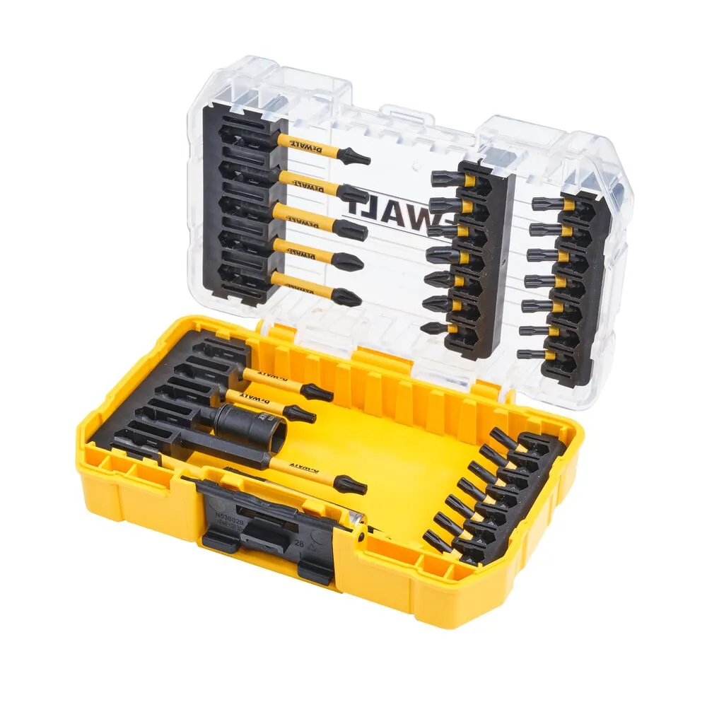 Pildil on DeWalt löökotsakute komplekt DT70747T, mis sisaldab 32 erinevat otsikut ja ühte magnetotsikut.