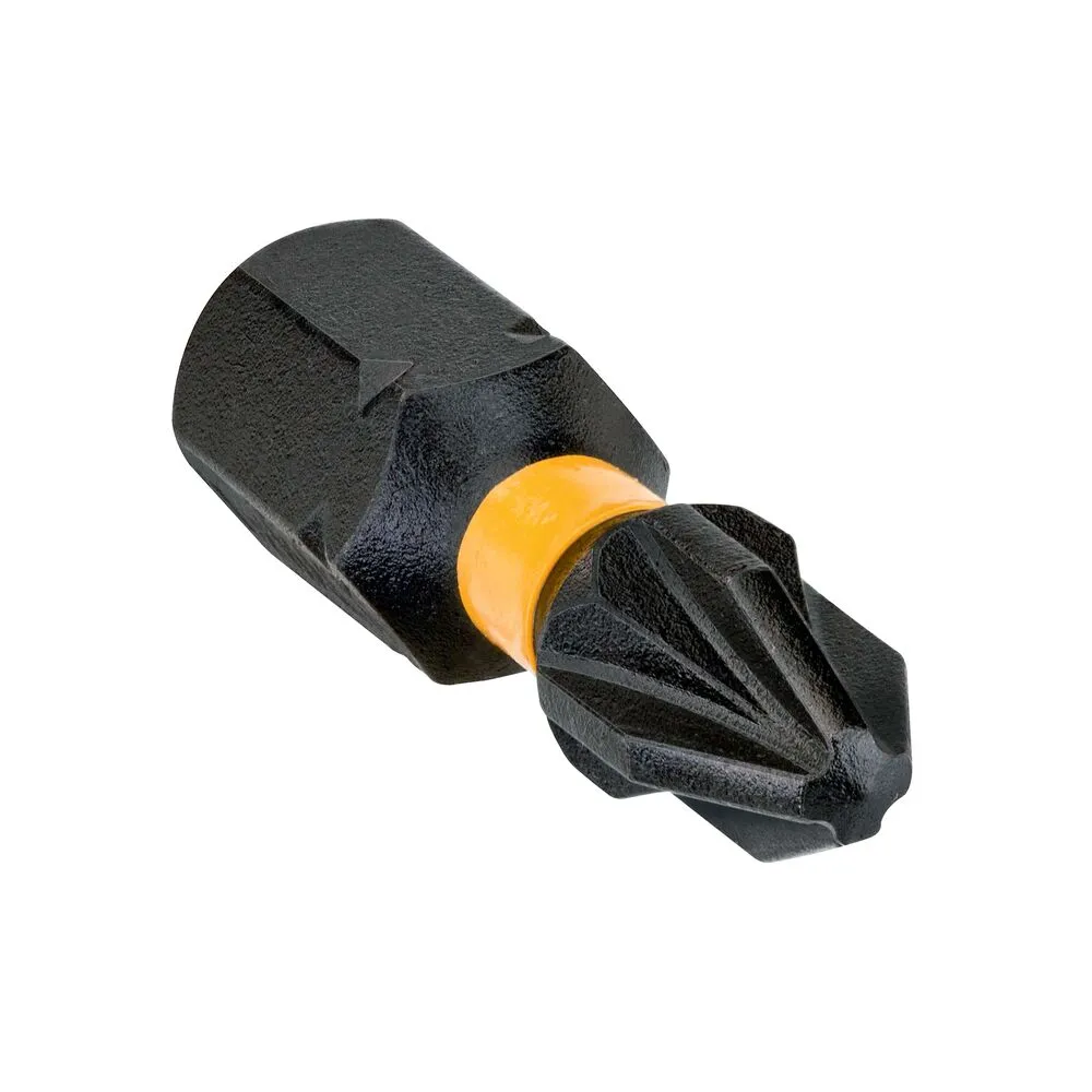 Pildil on näha musta värvi DeWalt Impact Torsion PZ2 löökotsak kollase rõngaga.
